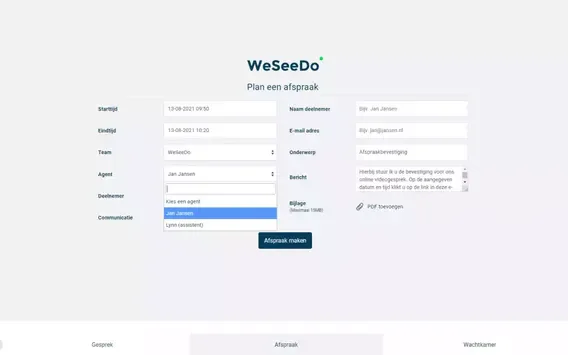 WeSeeDo-assistent-account: configuratie-paneel voor een assistent die een hulpverlener ondersteunt.